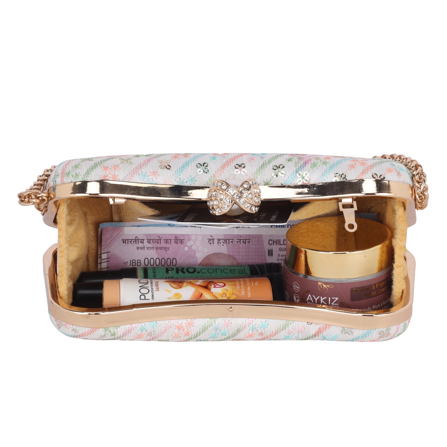 EMBELLISHED MULTI COLOUR BOX CLUTCH
